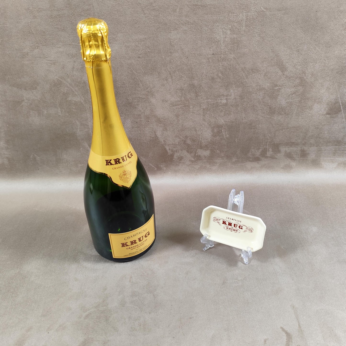 Cendrier Publicitaire Champagne Krug en céramique de Villenauxe Made in France Vintage 1970
