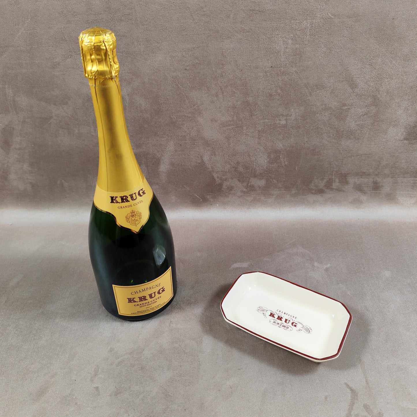 Cendrier Publicitaire Champagne Krug en céramique de Villenauxe Made in France Vintage 1970