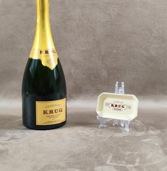 Cendrier Publicitaire Champagne Krug en céramique de Villenauxe Made in France Vintage 1970