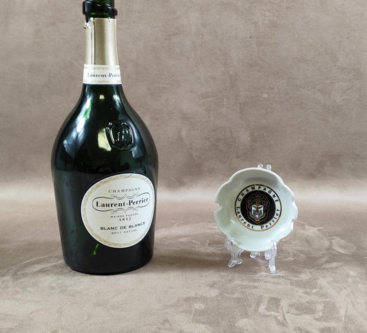 Cendrier Publicitaire Champagne Laurent-Perrier en faïence de Villenauxe Made in France Vintage 1970