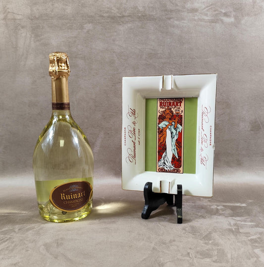 RARE Cendrier Publicitaire Champagne Ruinart faience d'art PORCERAM St Zacharie Made in France Vintage 1950