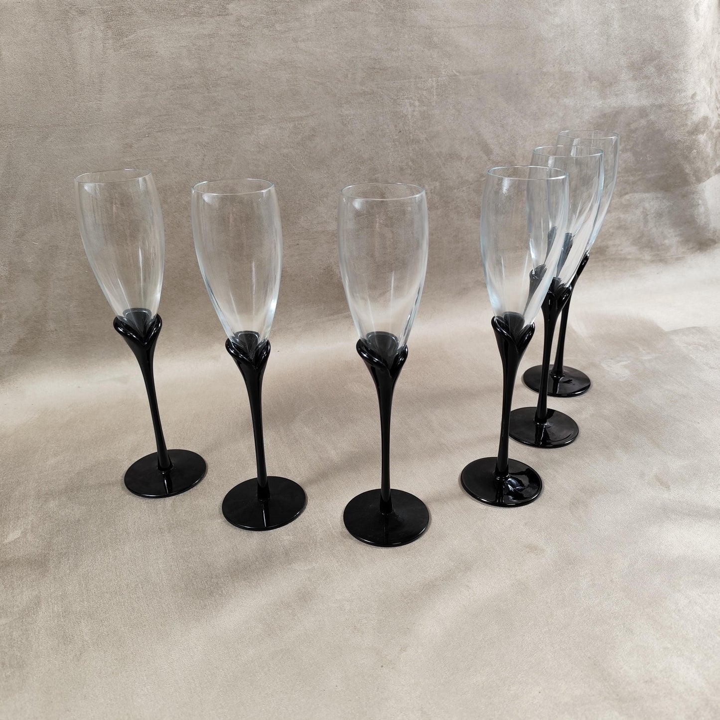 Ensemble de 6 flûtes à Champagne Amaryllis par Colony soufflé bouche Vintage 1960