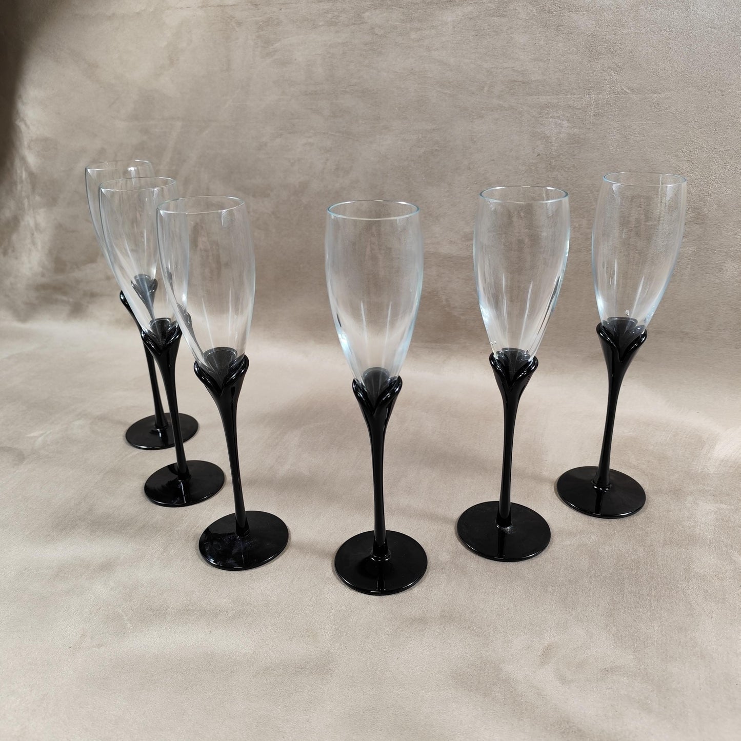 Ensemble de 6 flûtes à Champagne Amaryllis par Colony soufflé bouche Vintage 1960