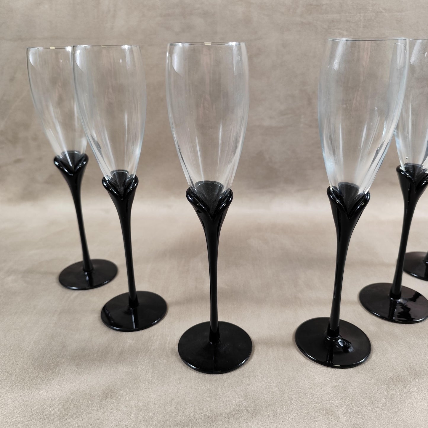 Ensemble de 6 flûtes à Champagne Amaryllis par Colony soufflé bouche Vintage 1960