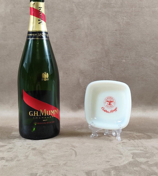 Cendrier Champagne MUMM Cordon Rouge en verre Made in France Vintage 1970
