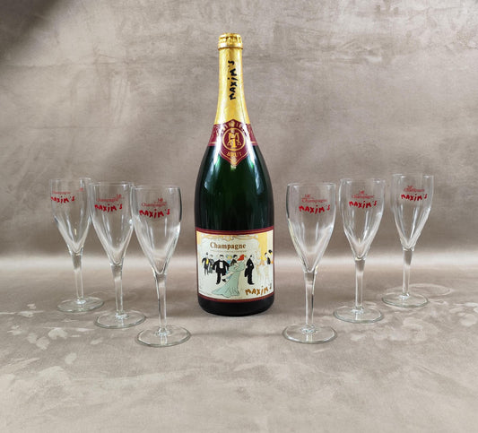 Lot de 6 flûtes à Champagne Maxim's de Paris Made in France Vintage 1990