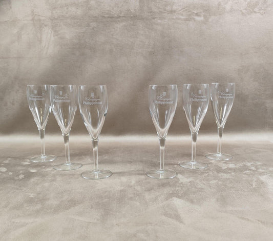 Lot de 6 Flûtes Champagne Philipponnat Made in France Vintage 1970