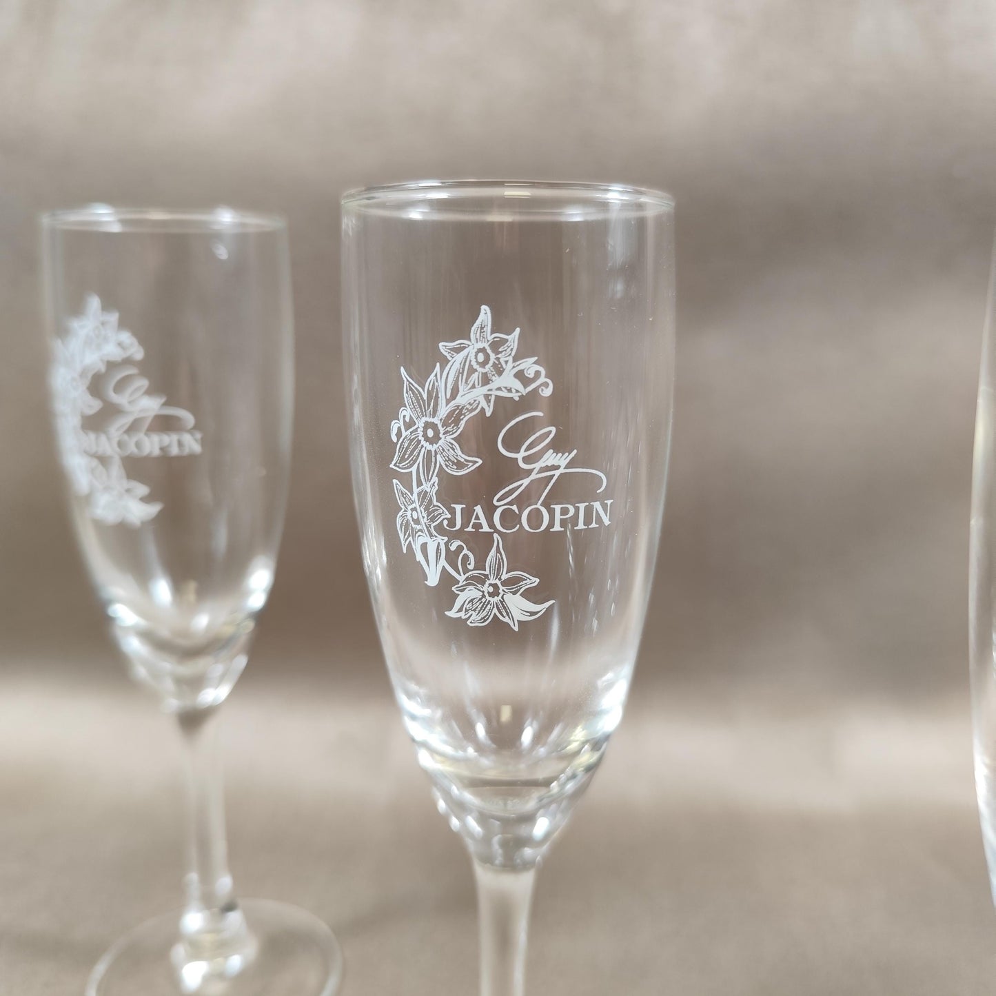 Lot de 6 flutes Champagne Guy Jacopin Made in France Vintage 1980