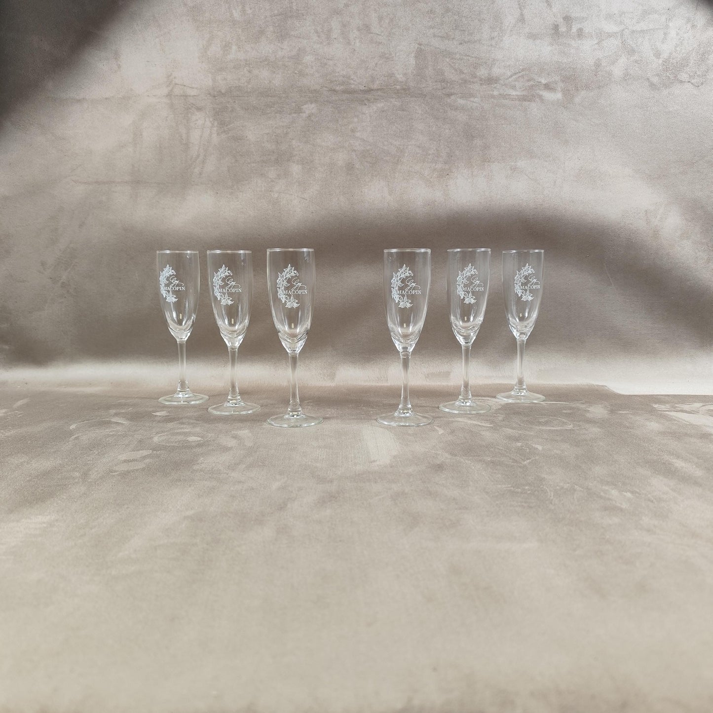 Lot de 6 flutes Champagne Guy Jacopin Made in France Vintage 1980
