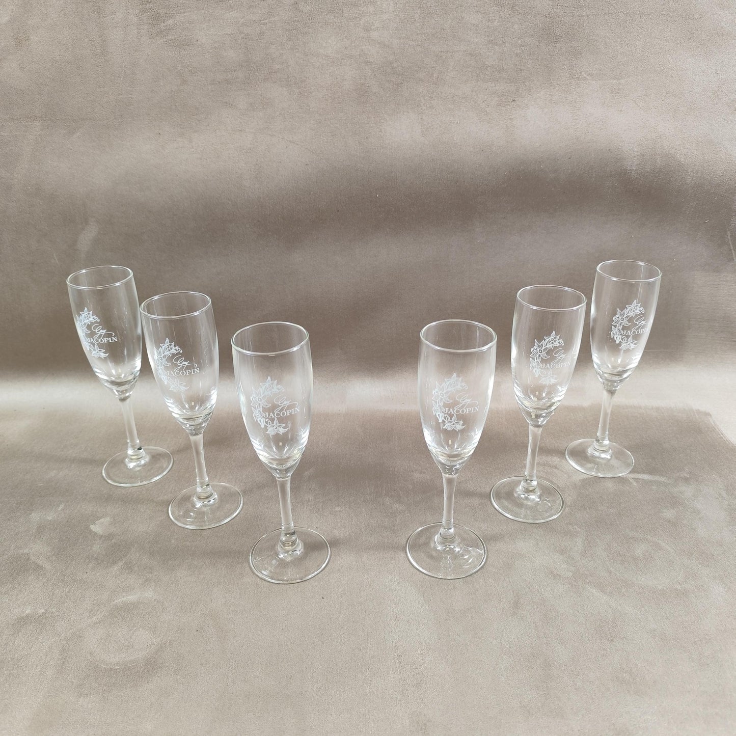 Lot de 6 flutes Champagne Guy Jacopin Made in France Vintage 1980