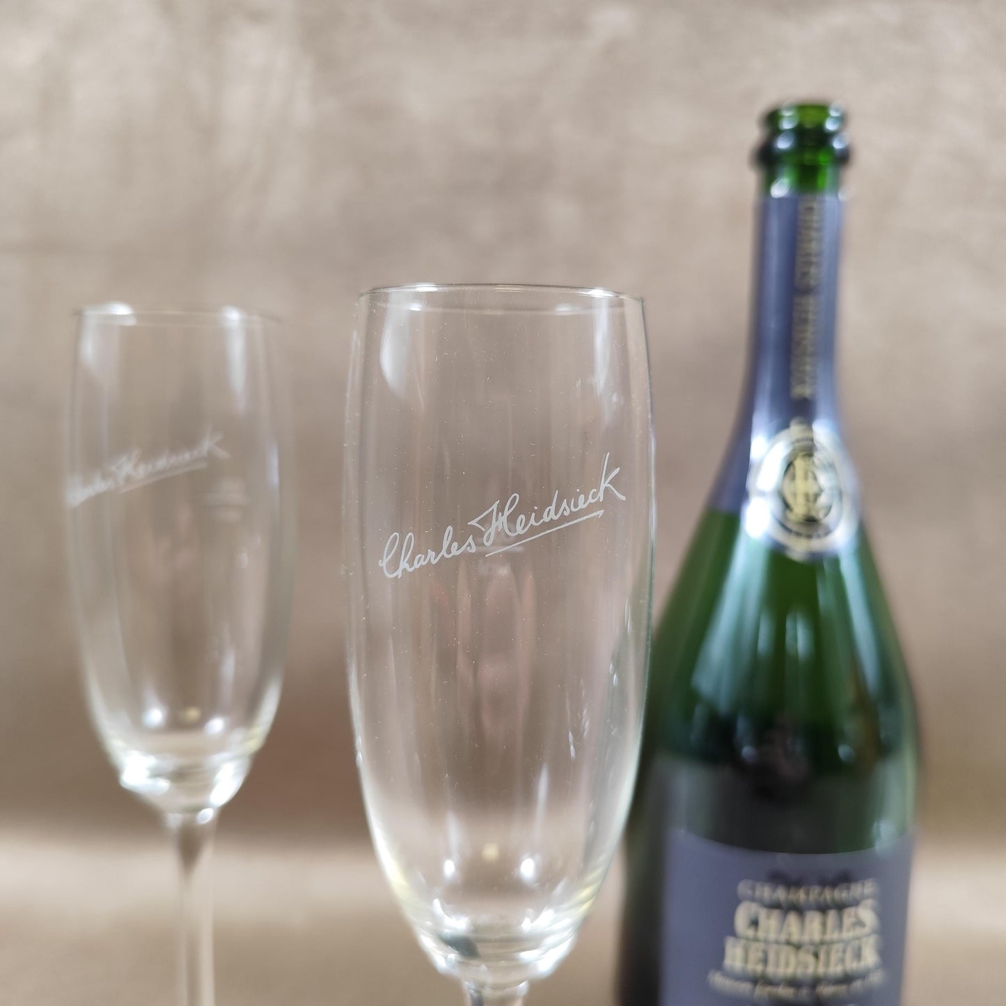 Lot de 5 flutes à champagne Charles Heidsieck Made in France Vintage 1980