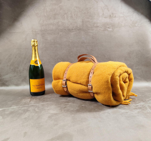 RARE Plaid couverture pique-nique 100% laine Champagne Veuve Clicquot Vintage 1980