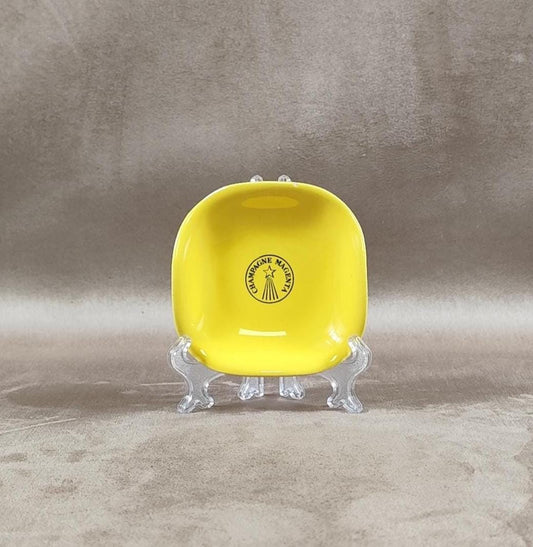 Cendrier Publicitaire Champagne Magenta en faience par Villenauxe Made in France Vintage 1970