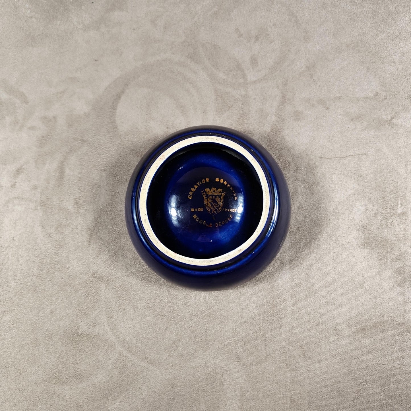 Cendrier Champagne Charles Heidsieck en céramique bleue Made in France Vintage 1980