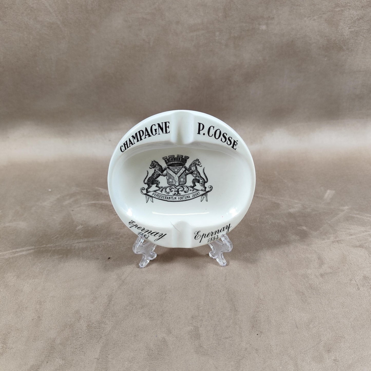Cendrier Publicitaire Champagne P. Cossé en faience du Moulin Des Loups Made in France Vintage 1900
