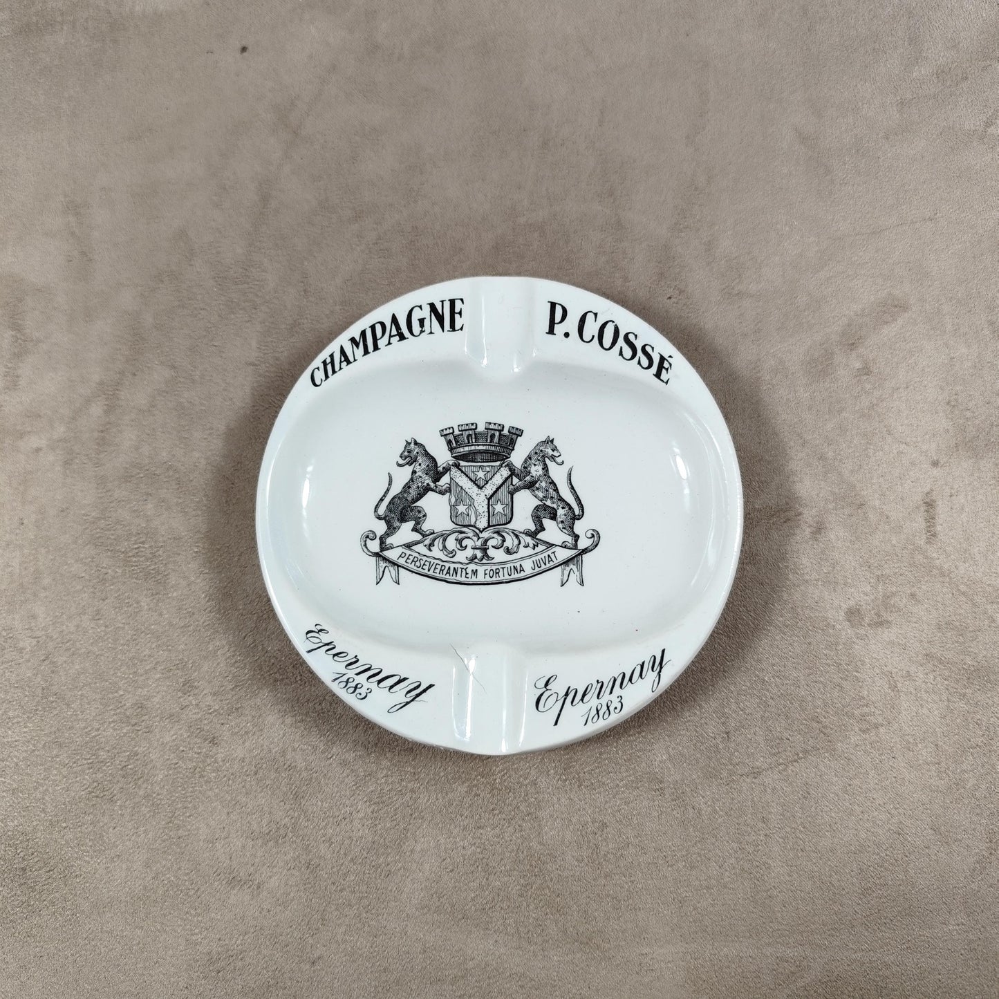 Cendrier Publicitaire Champagne P. Cossé en faience du Moulin Des Loups Made in France Vintage 1900