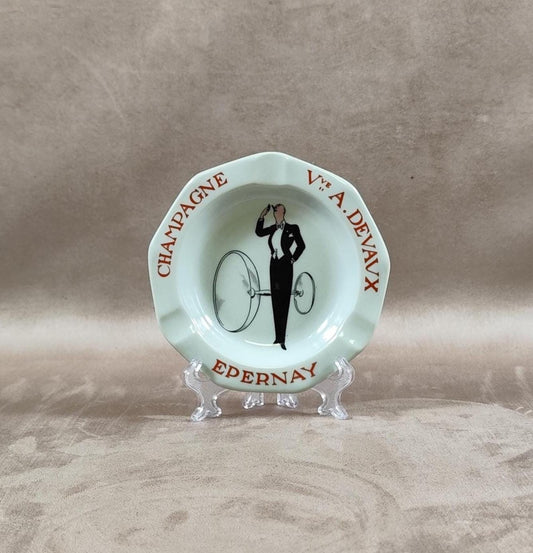 Cendrier Publicitaire Champagne Veuve A.Devaux en faience par Bernardaud & Co Limoges Made in France Vintage 1970