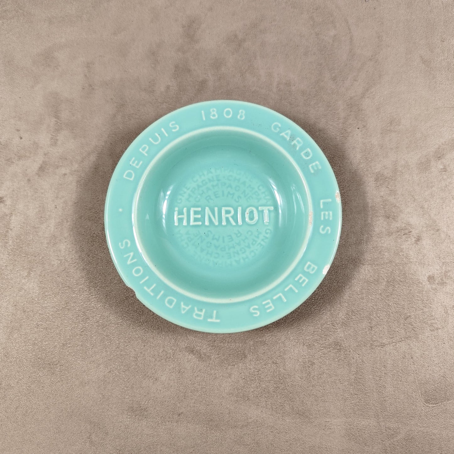Cendrier Publicitaire Champagne Henriot en Faience de Jean Luce Made in France Vintage 1980