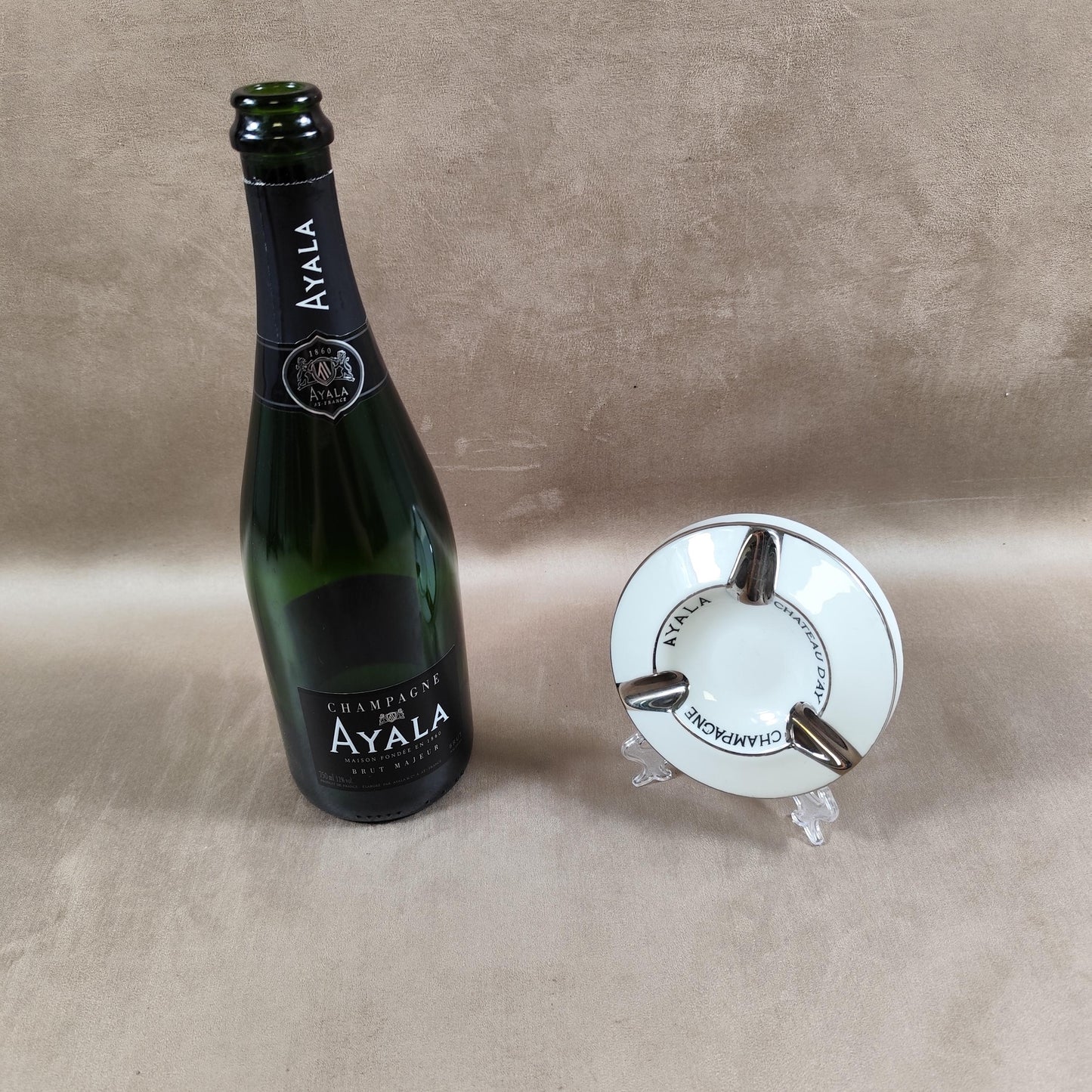 VERY RARE Cendrier Publicitaire Champagne Ayala en faience par Picard Limoges Made in France Vintage 1970