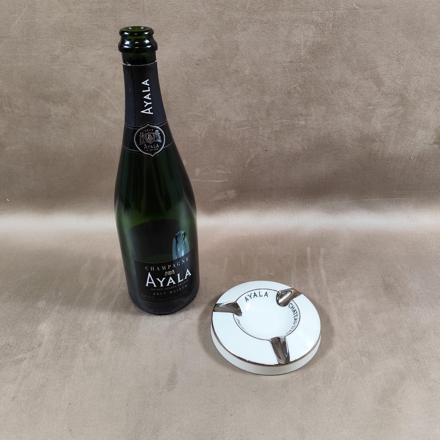 VERY RARE Cendrier Publicitaire Champagne Ayala en faience par Picard Limoges Made in France Vintage 1970