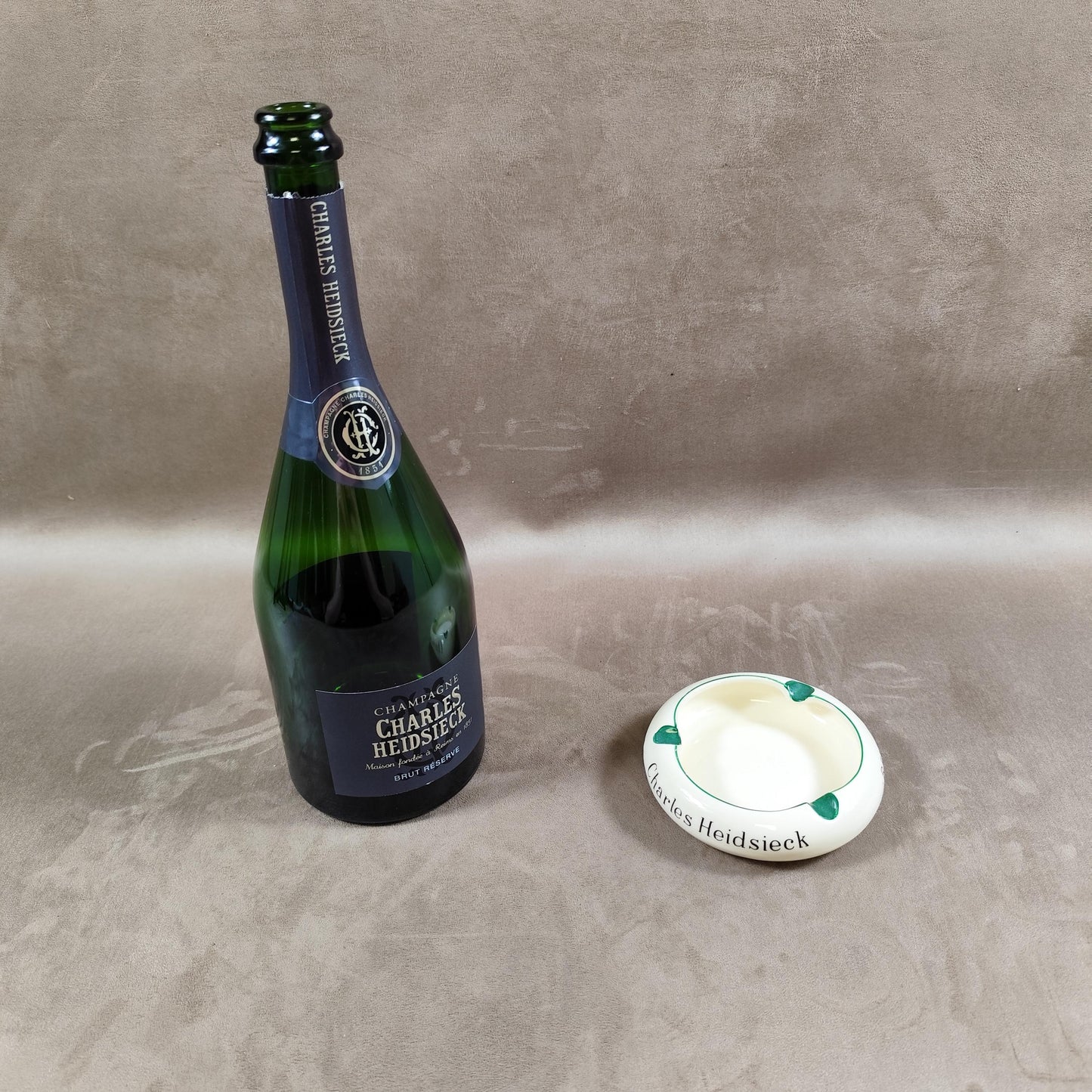 Cendrier Champagne Charles Heidsieck en céramique Made in France Vintage 1950