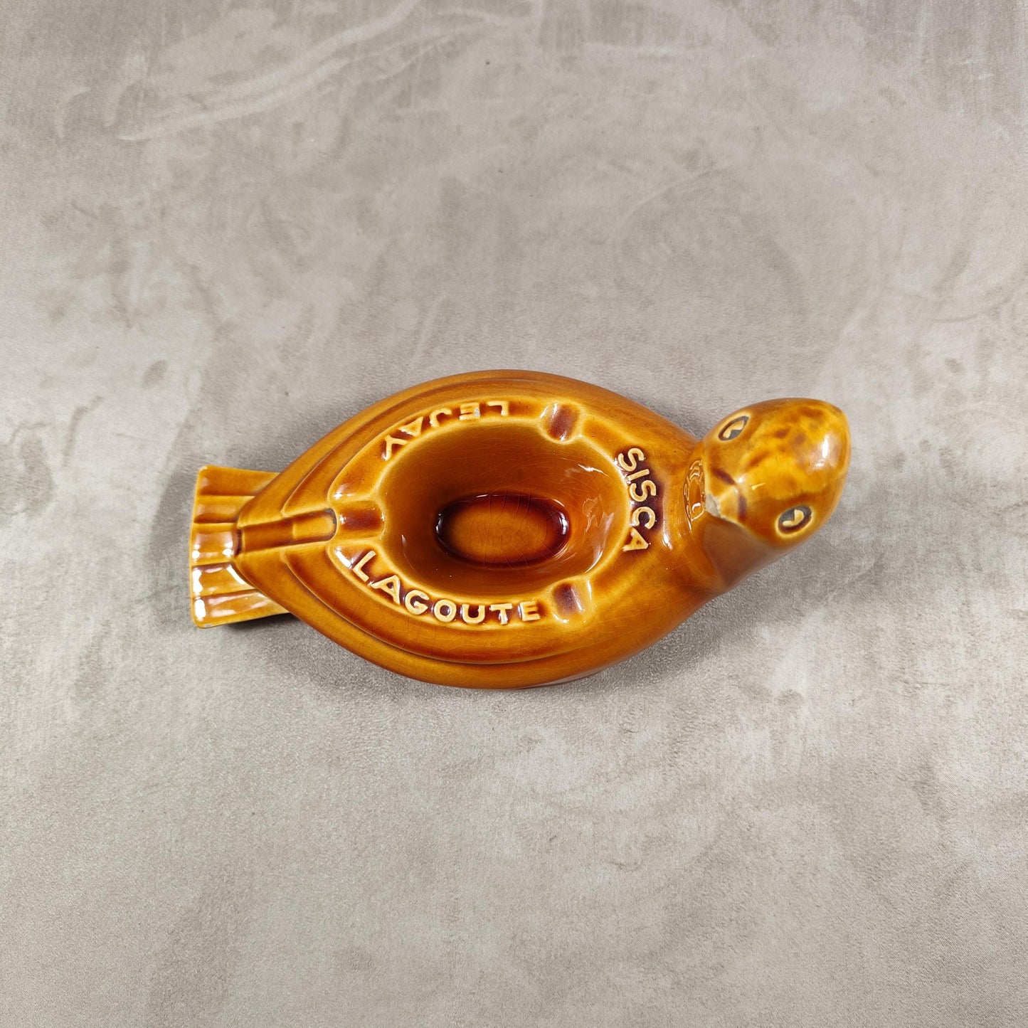 Cendrier Publicitaire Liqueur Sisca Lejay Lagoute en forme d'oiseau en faience Made in France Vintage 1970