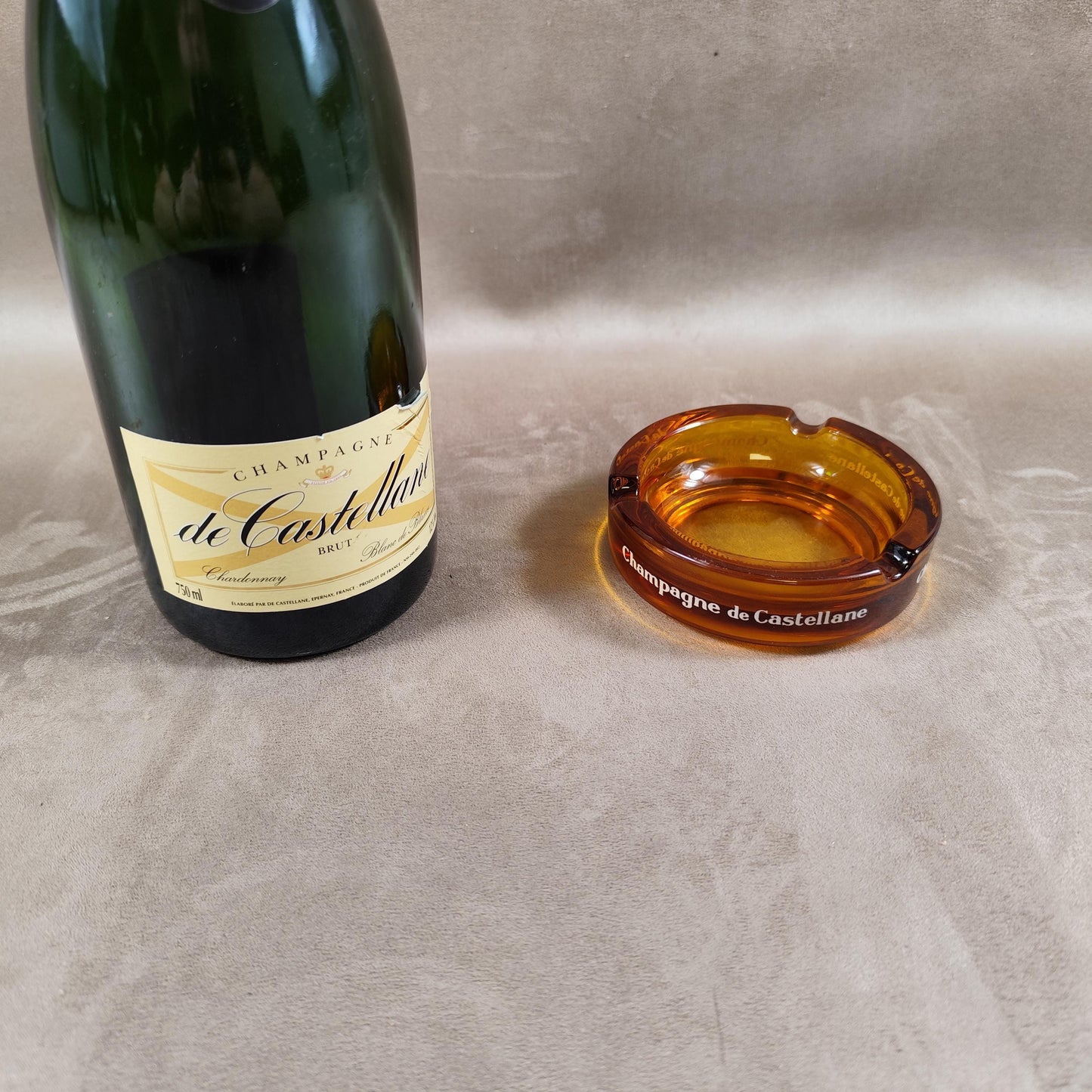 Cendrier Publicitaire Champagne De Castelanne en verre Made in France Vintage 1970