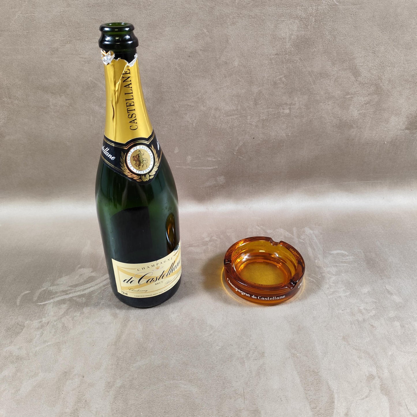 Cendrier Publicitaire Champagne De Castelanne en verre Made in France Vintage 1970