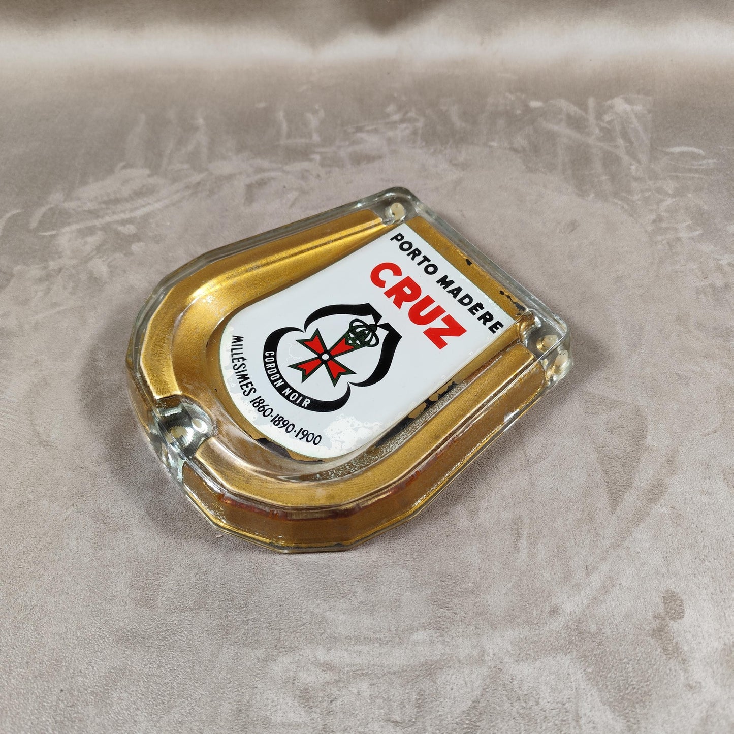 Cendrier Publicitaire Porto Cruz en verre Made in France Vintage 1970