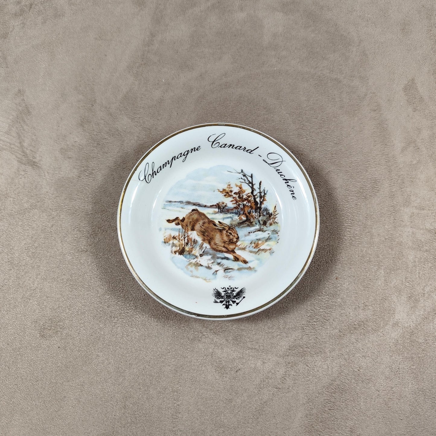Cendrier publicitaire Champagne Canard Duchene en faience Made in France Vintage 1970