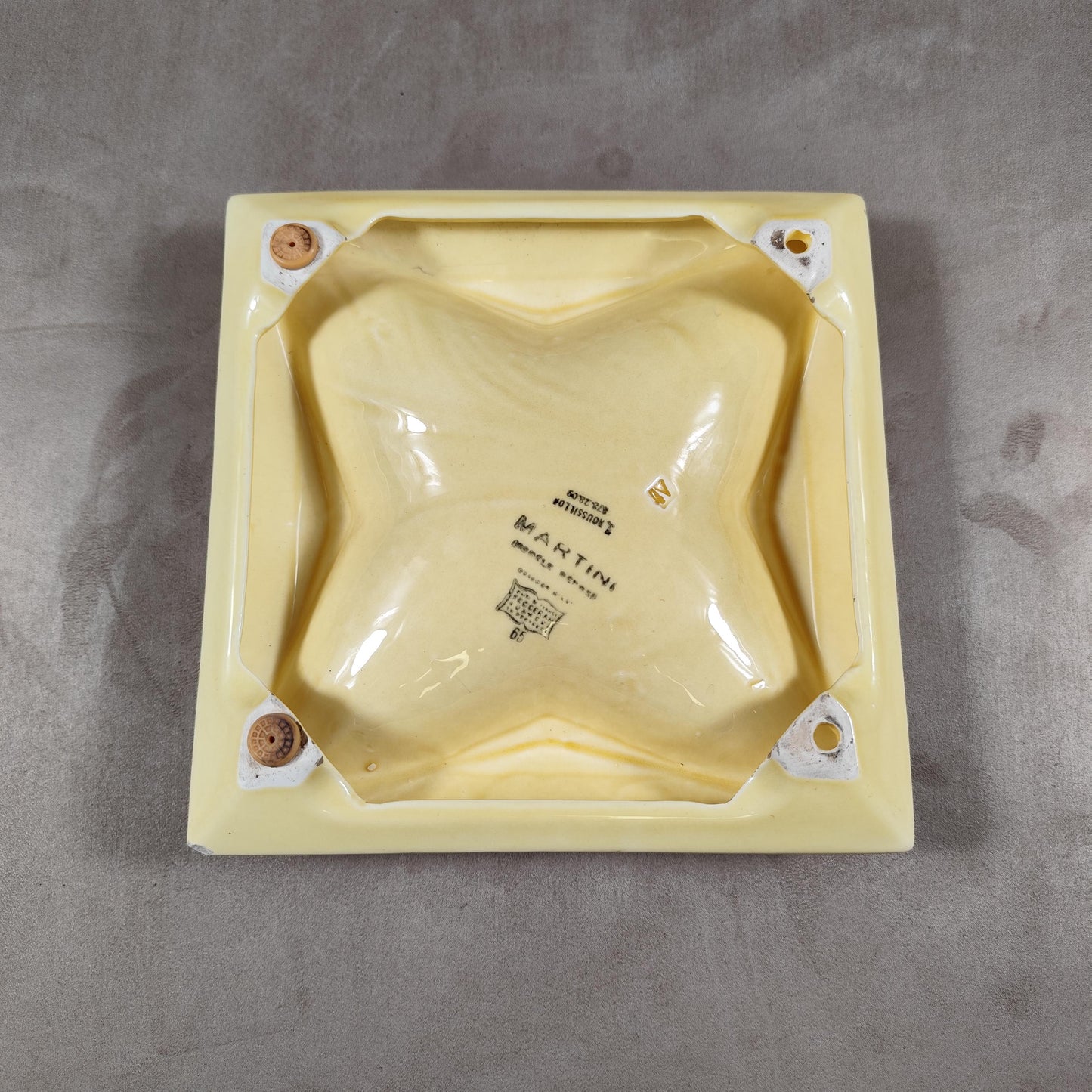Cendrier XXL MARTINI publicitaire vintage en faience beige Made in France Années 1960
