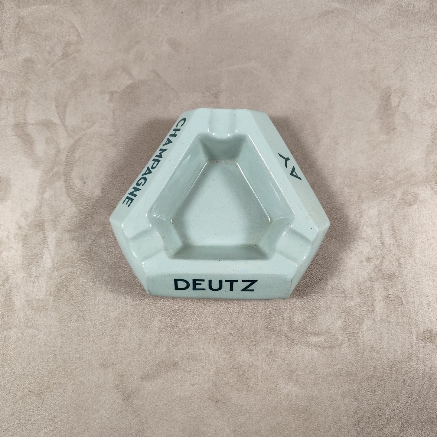 Cendrier publicitaire Champagne Deutz en faïence de Sarreguemines Made in France Vintage 1950