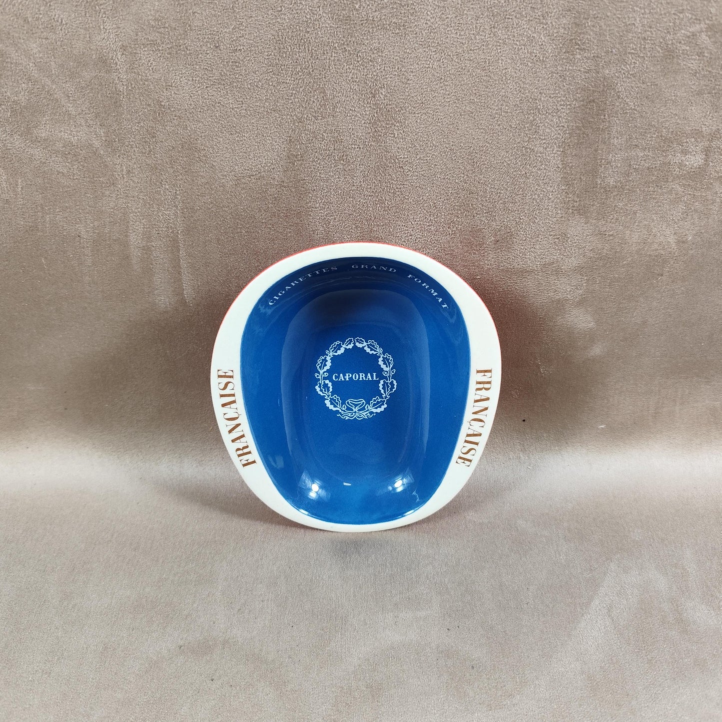 Cendrier Publicitaire en Faïence Caporal Cigarettes Grand Format Française par Longchamp Made in France Vintage 1980