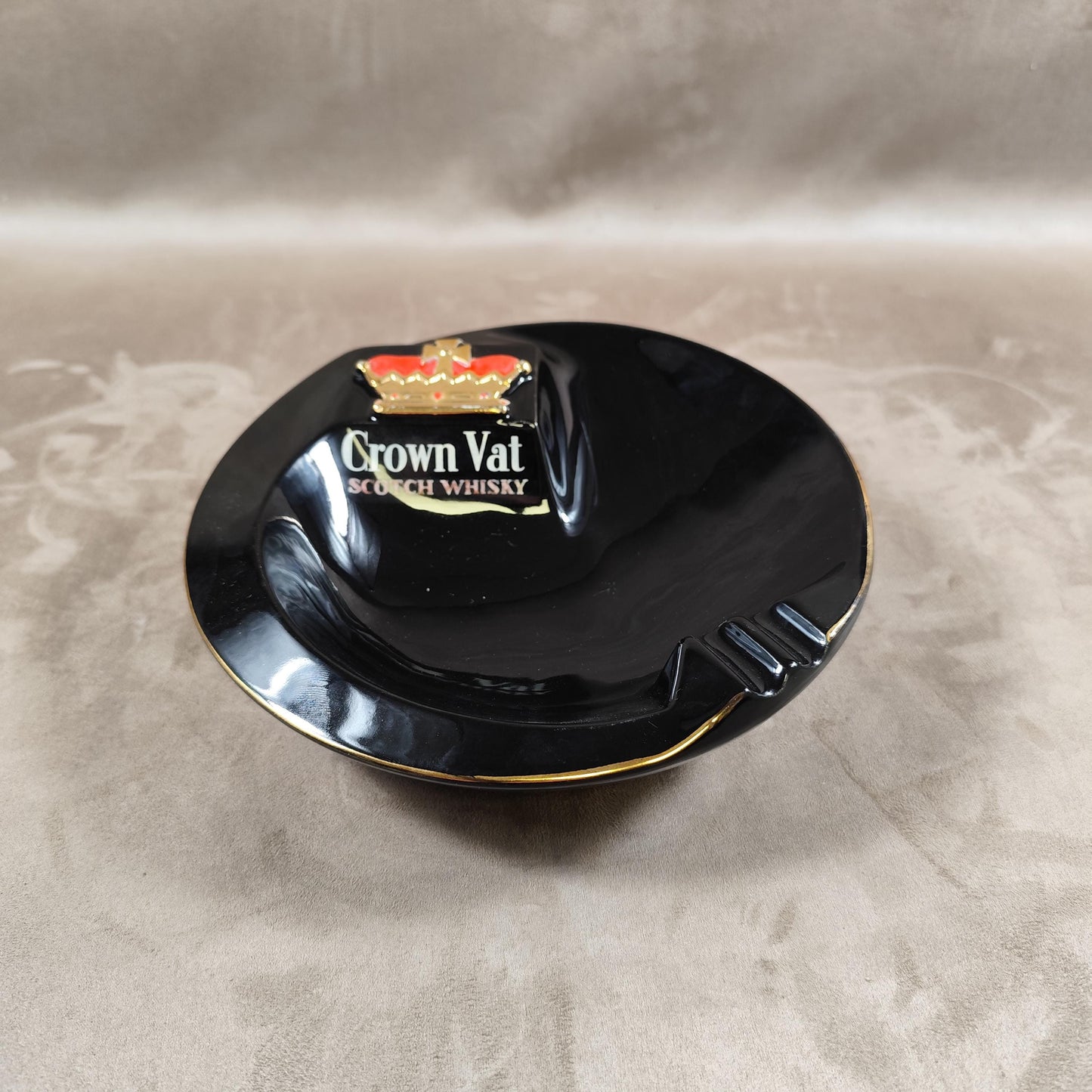 Cendrier Publicitaire Crown Vat Scotch Whisky par Porceram Made in France Vintage 1970