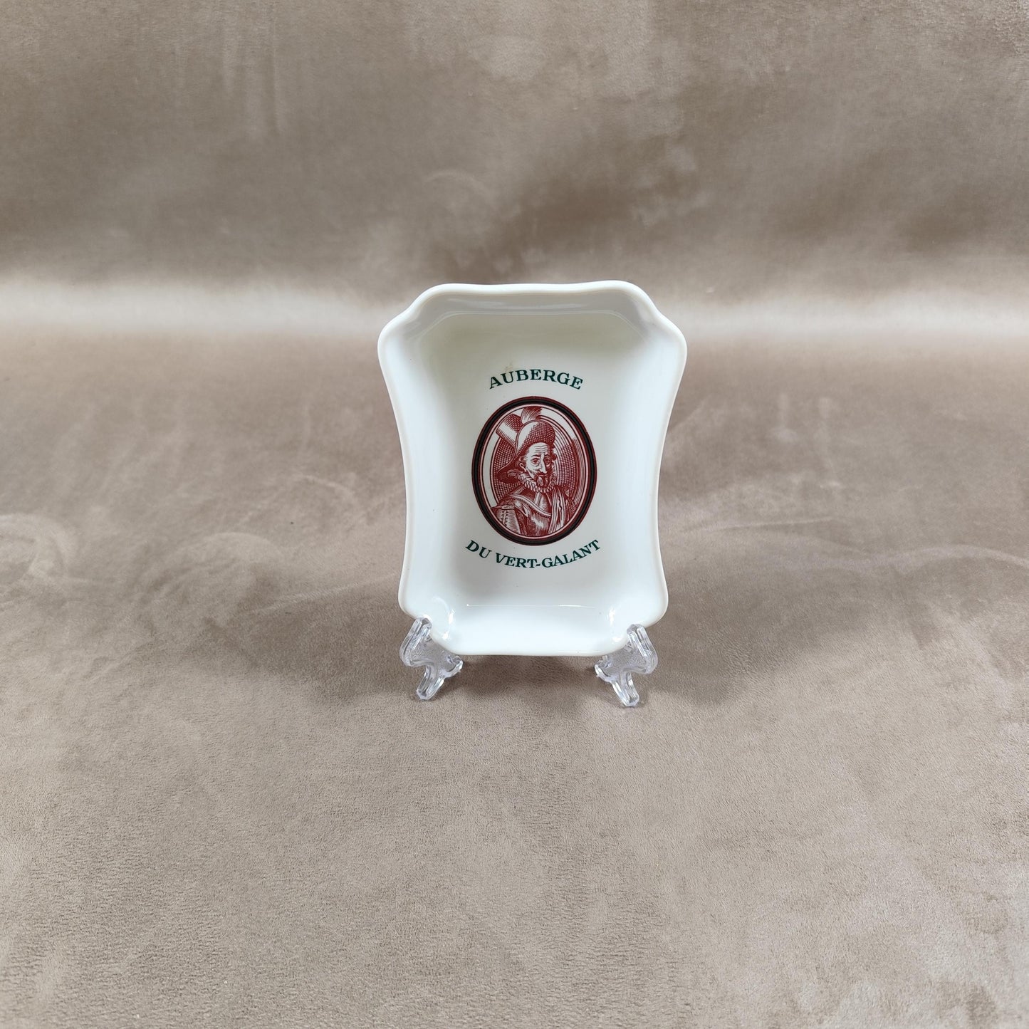 Cendrier Publicitaire Auberge du Vert-Galant en faience Made in France Vintage 1970