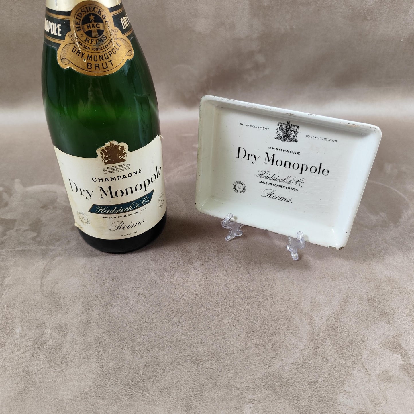 Cendrier Champagne Heidsieck & Co Dry Monopole en céramique Keller et Guérin Lunéville Made in France Vintage 1980