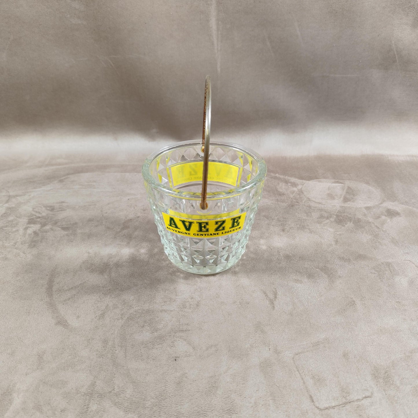 Seau à glaçons en verre Liqueur Aveze Made in France Vintage 1970