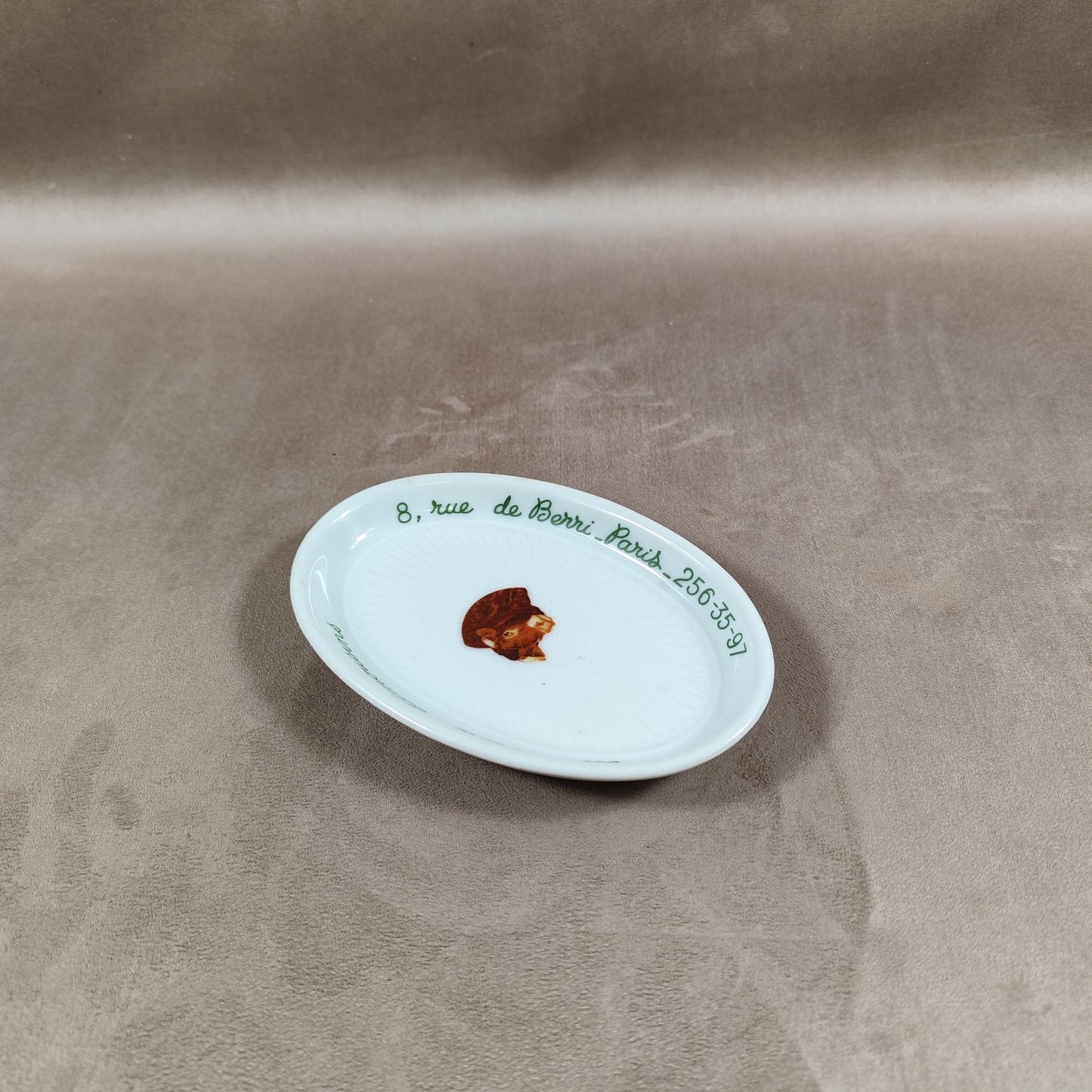 Cendrier Publicitaire Les Trois Limousins Paris en faience par GDA Limoges Made in France Vintage 1970