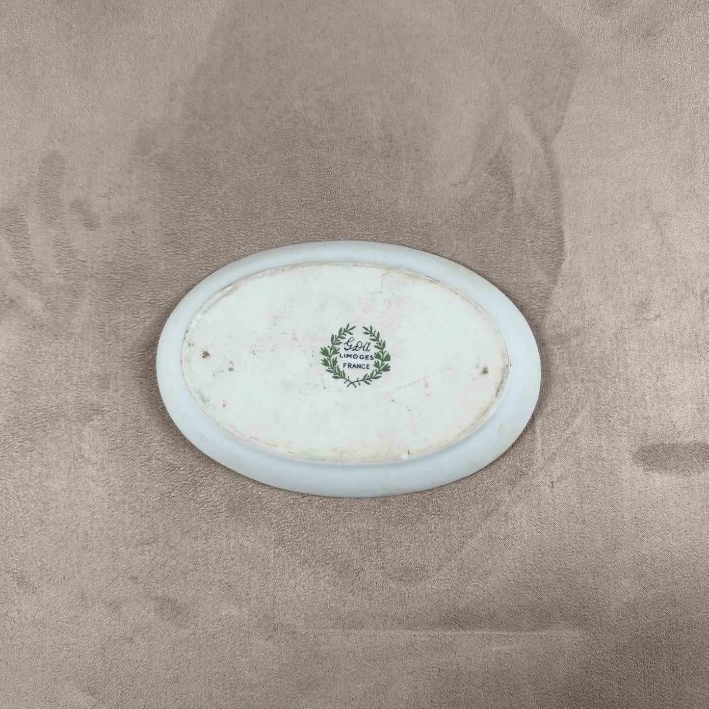 Cendrier Publicitaire Les Trois Limousins Paris en faience par GDA Limoges Made in France Vintage 1970