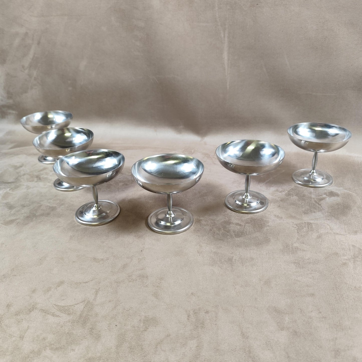 Lot de 6 Coupes à Glace en Inox Made in France Vintage 1980