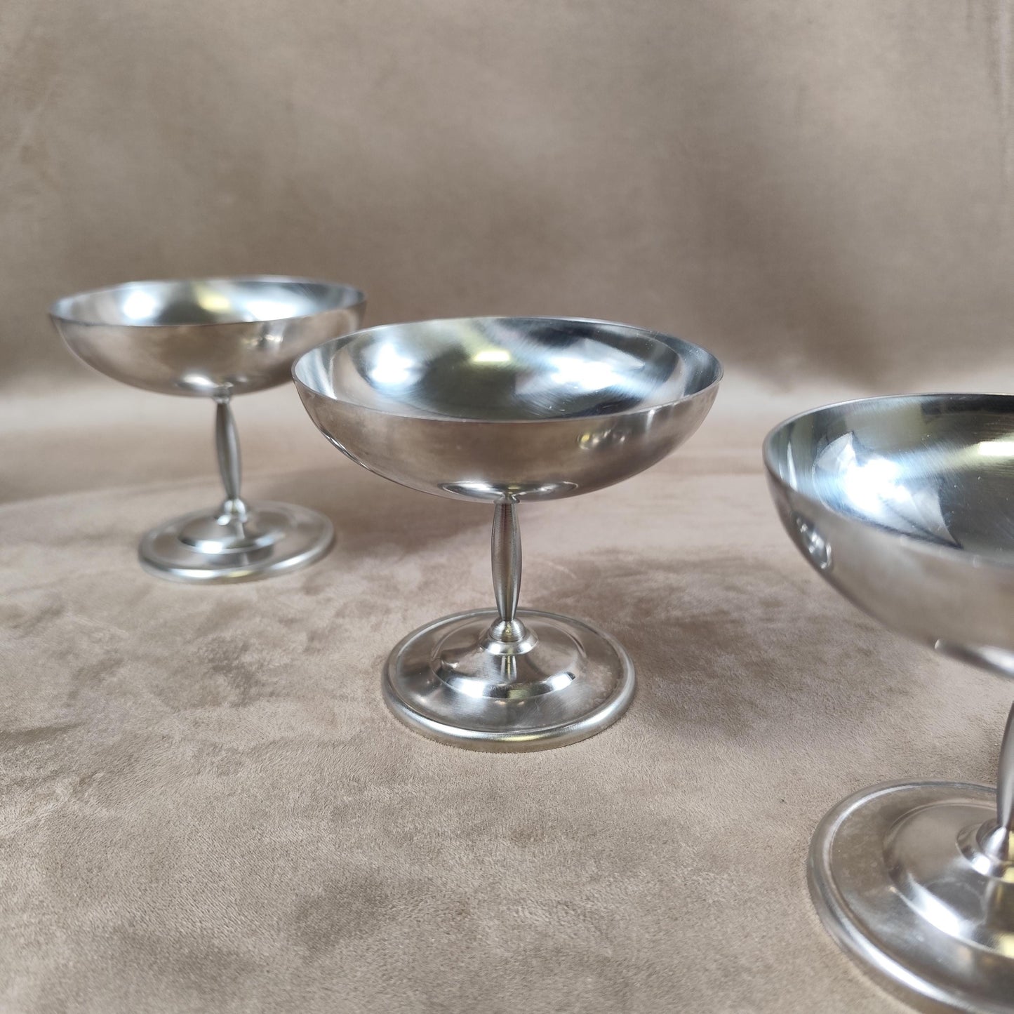 Lot de 6 Coupes à Glace en Inox Made in France Vintage 1980
