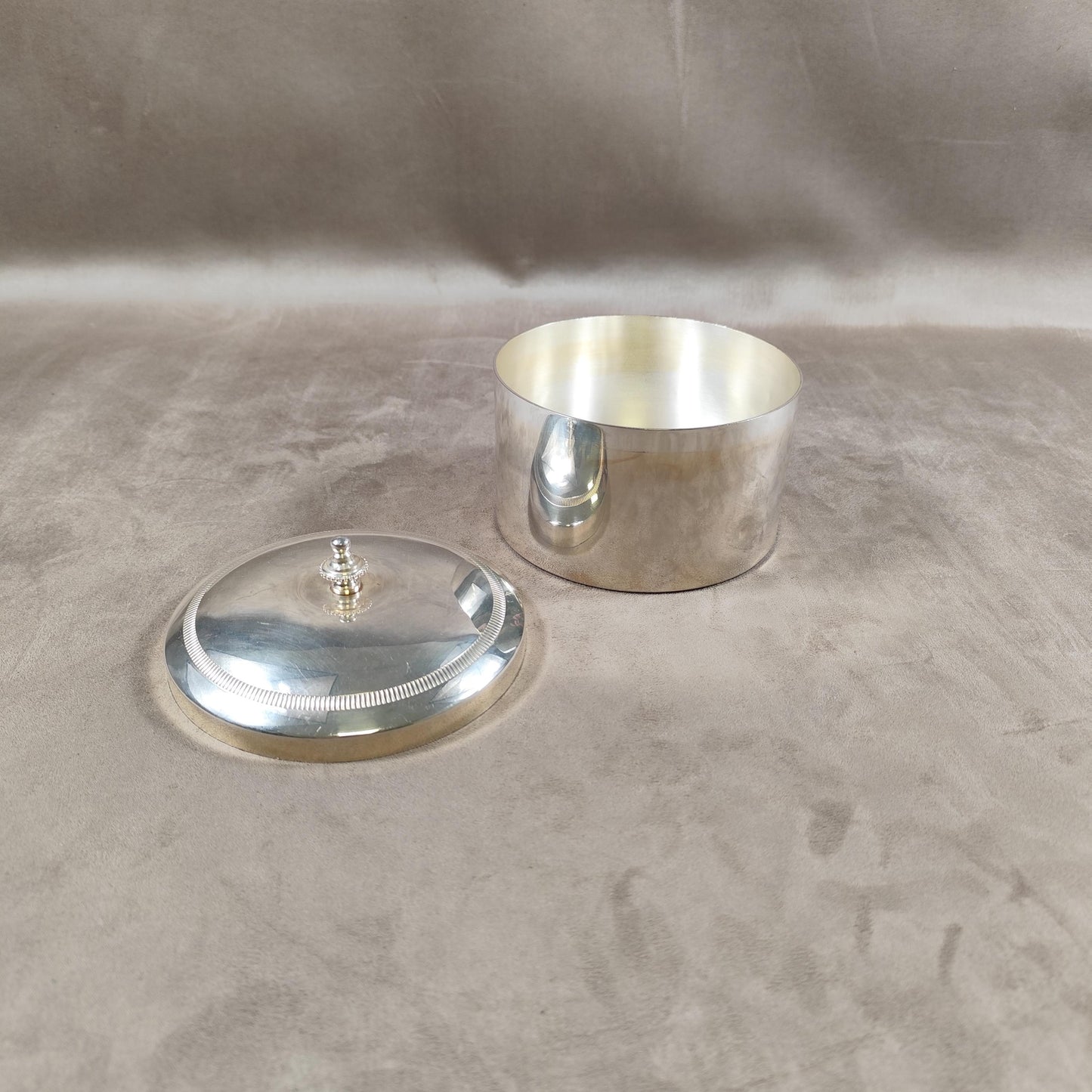 Poubelle de table en Métal Argenté avec Poinçon d'Orfèvre Made in France Vintage 1960