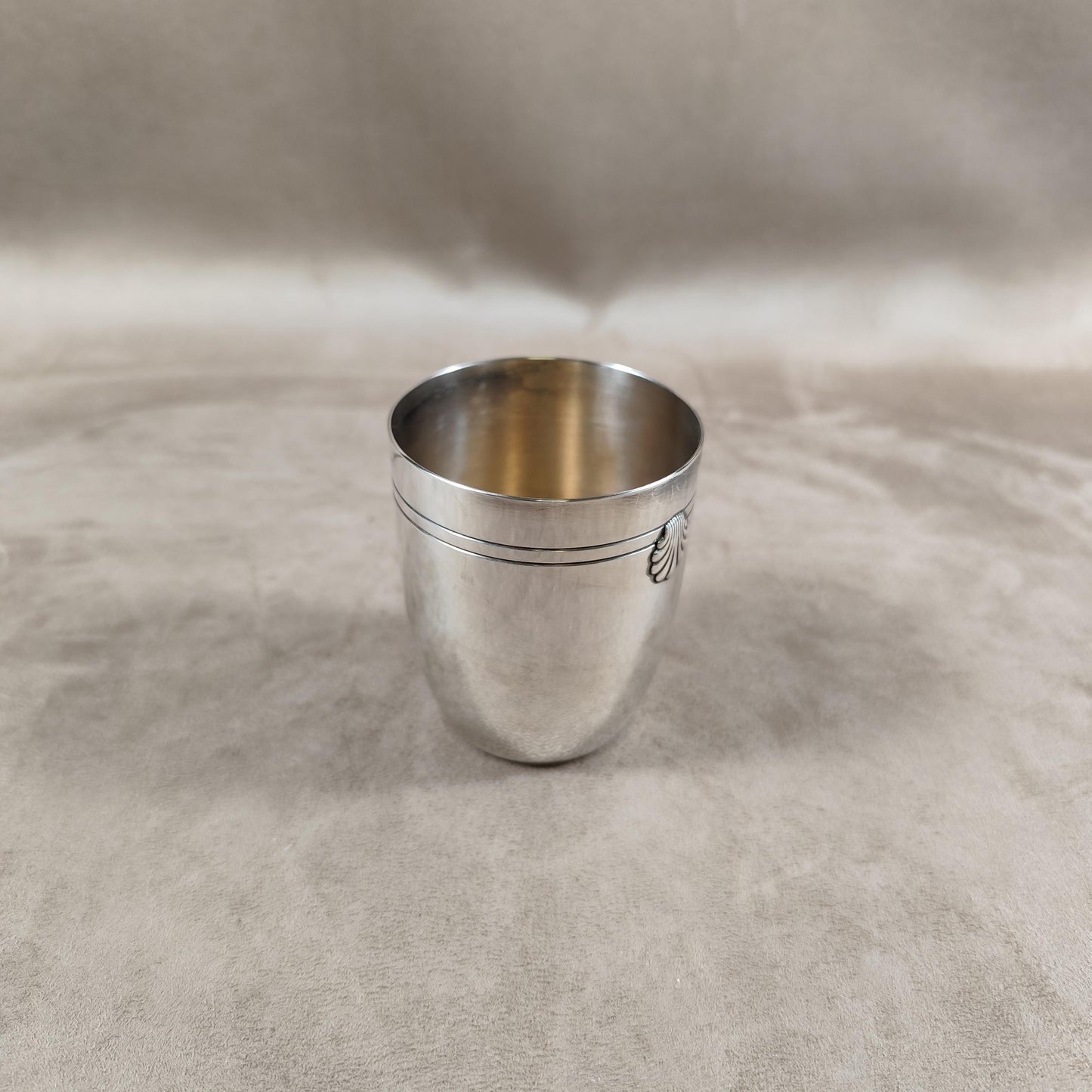Timbale de baptême en métal argenté Ercuis Made in France Vintage 1950