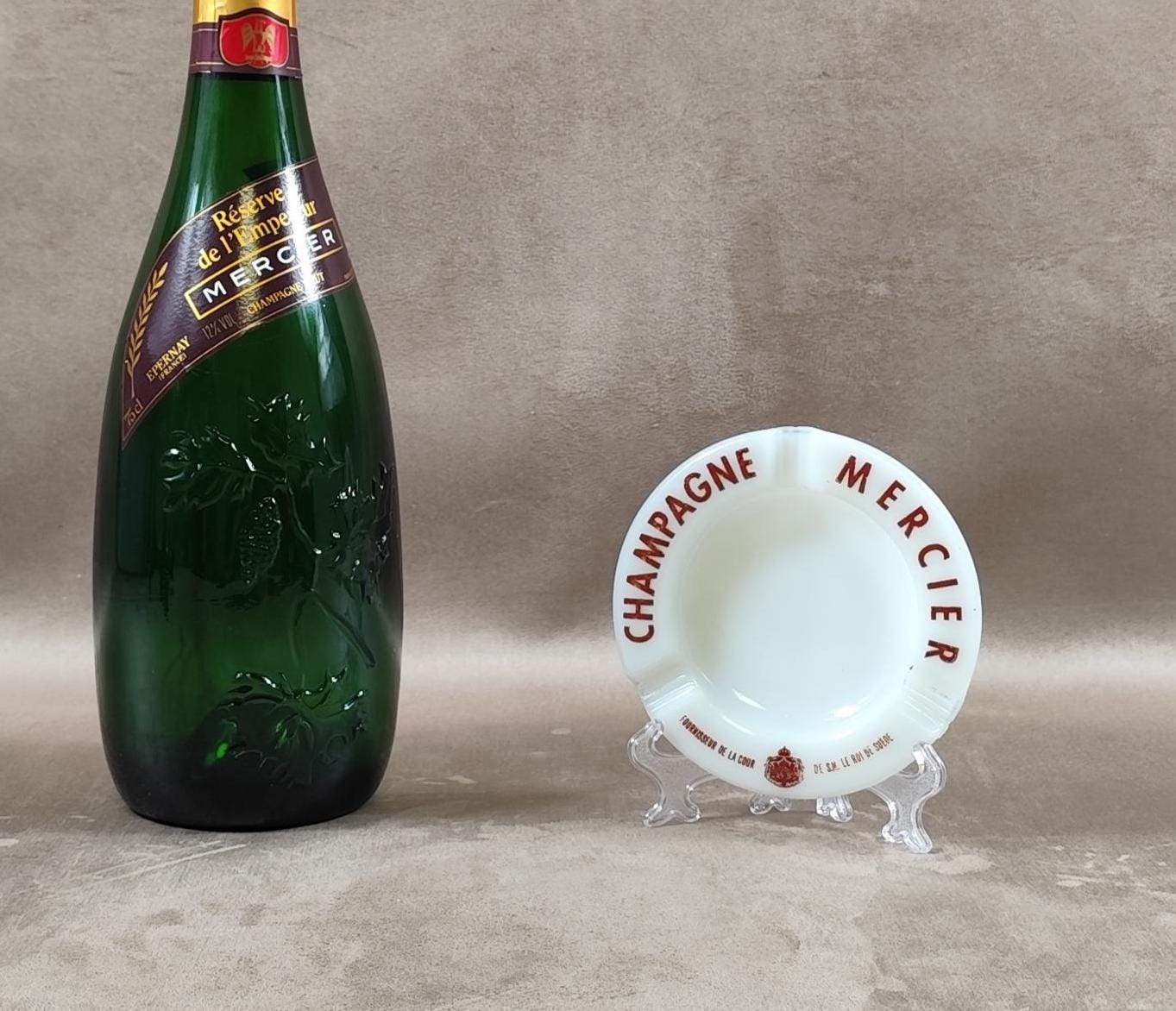 Cendrier en verre Champagne Mercier Made in France Vintage 1970