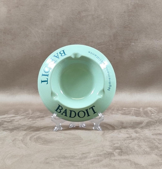 Cendrier Badoit en faience vert Made in France Vintage 1960