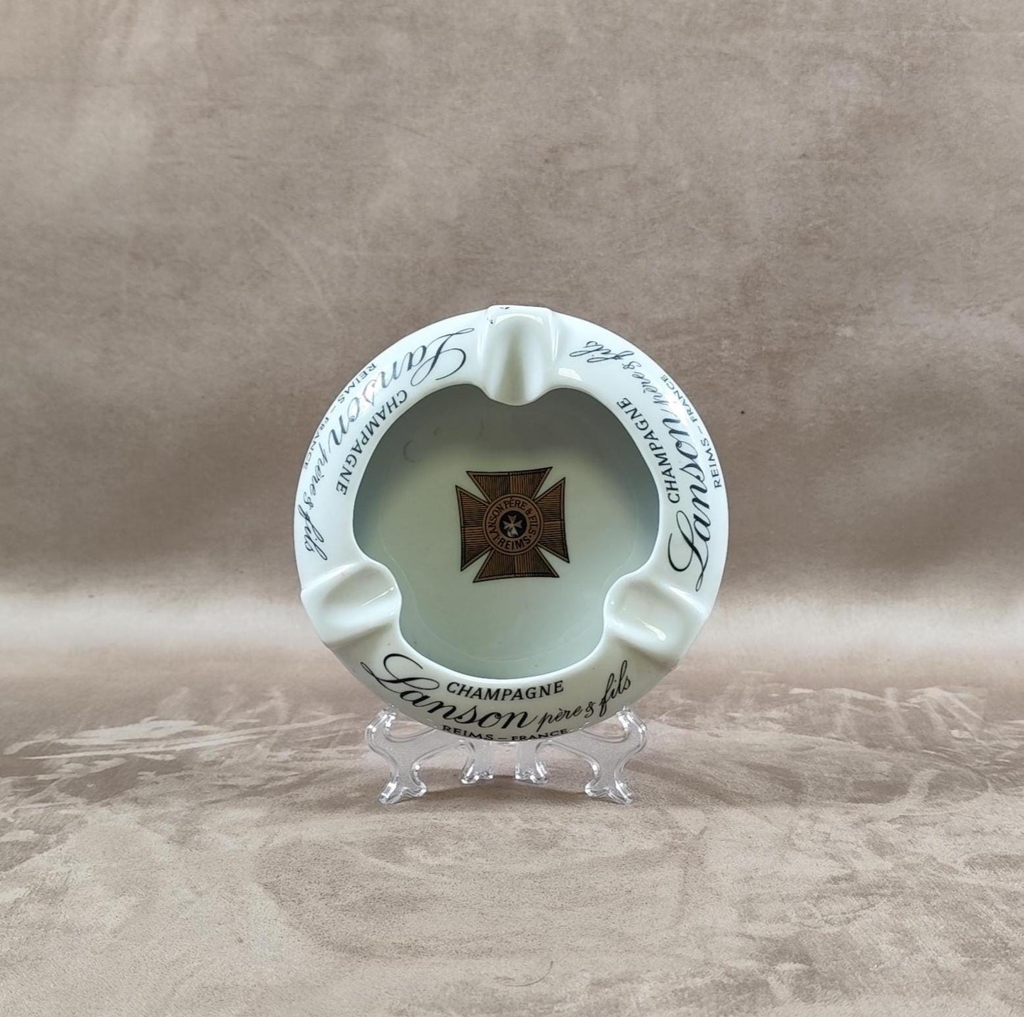 Cendrier Champagne Lanson en porcelaine de Villenauxe Made in France Vintage 1960