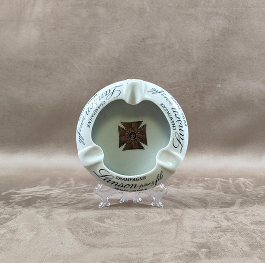 Cendrier Champagne Lanson en porcelaine de Villenauxe Made in France Vintage 1960