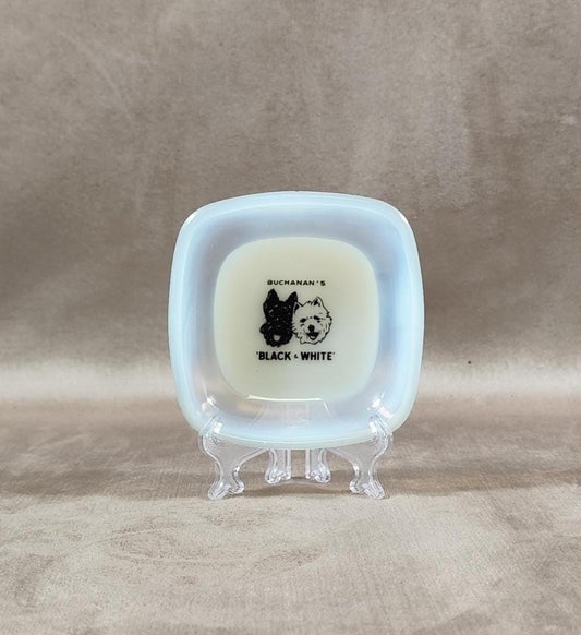 Cendrier Black & White Whisky en verre Made in France Vintage 1990