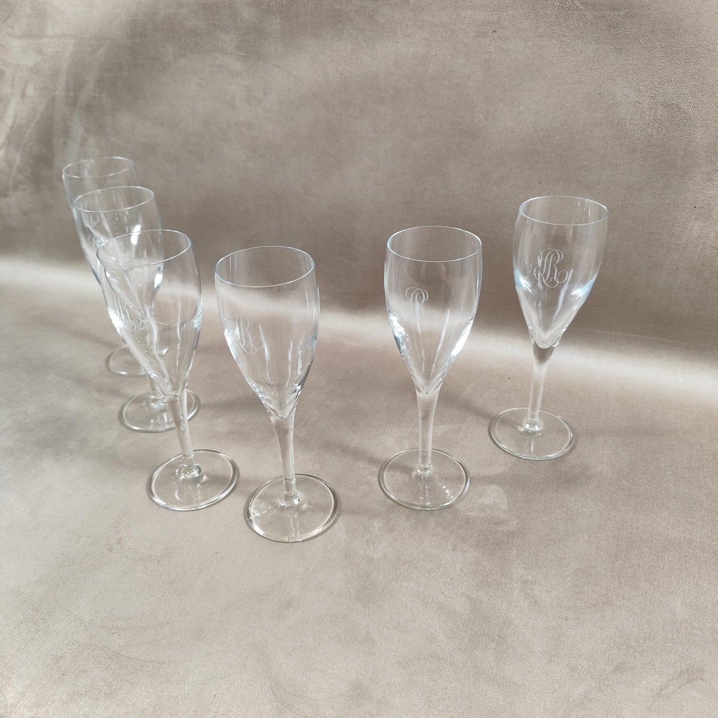 Lot de 6 flutes en cristal Champagne Louis Roederer Reims Made in France Vintage 1980