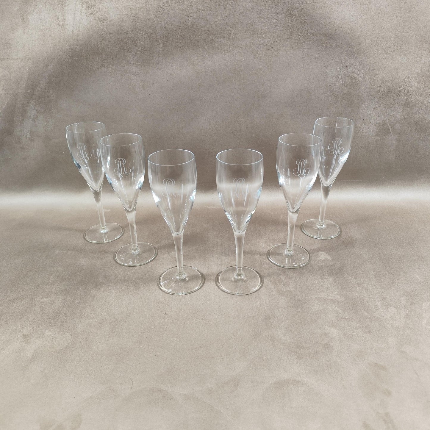 Lot de 6 flutes en cristal Champagne Louis Roederer Reims Made in France Vintage 1980